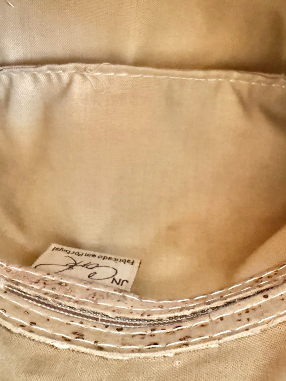 Cork Crossbody Bag with Gold Accent - Beige - Picture 4 of 4